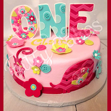 Girl 1st Birthday Cake 01